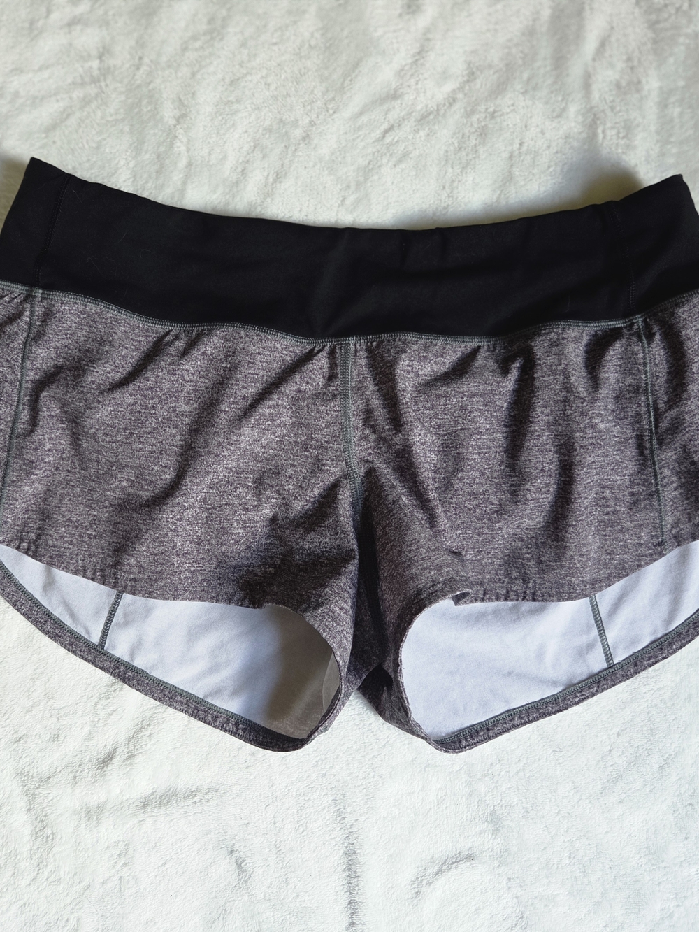 lululemon athletica Black-Waist Heathered Gray Athletic Shorts